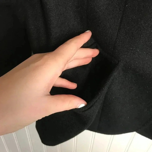 Eddie Bauer black wool/angora blend button front blazer/jacket  large tall M10 - Picture 4 of 5